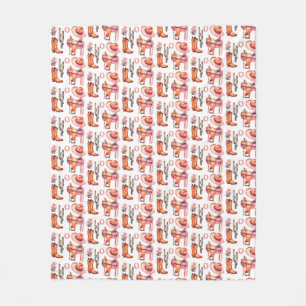 Western pink orange cowgirl  fleece blanket