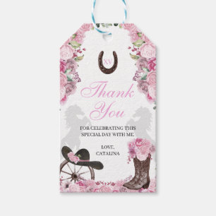 Western Pink Ranchero Quinceanera Gift Tags