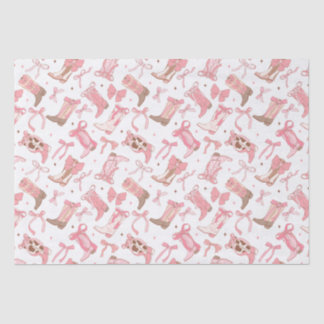 Western Pink Rodeo Boots with Bows Bridal Shower Tissue Paper