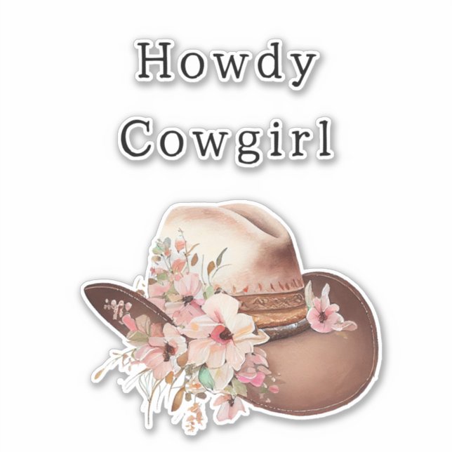 Western Pink Tan Floral Cowgirl Hat (Front)