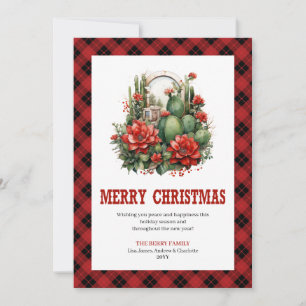 Western Plaid Buffalo Christmas Greeting Card