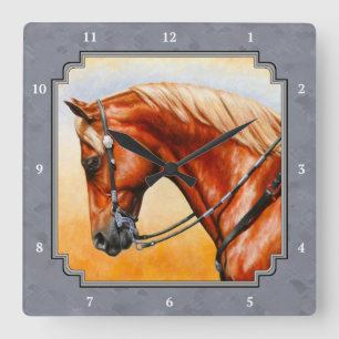 Western Pleasure Quarter Horse Grey Square Wall Clock