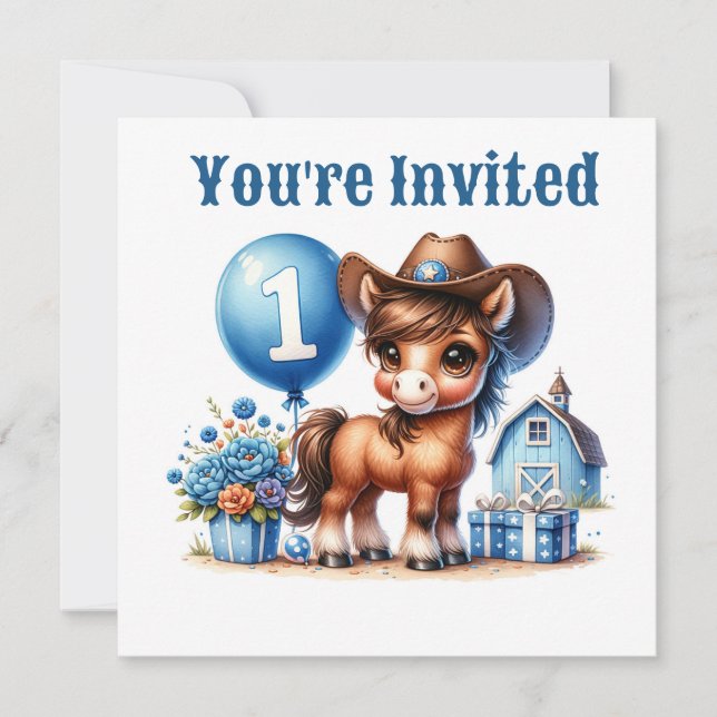Western Pony First Birthday Invitation (Front)