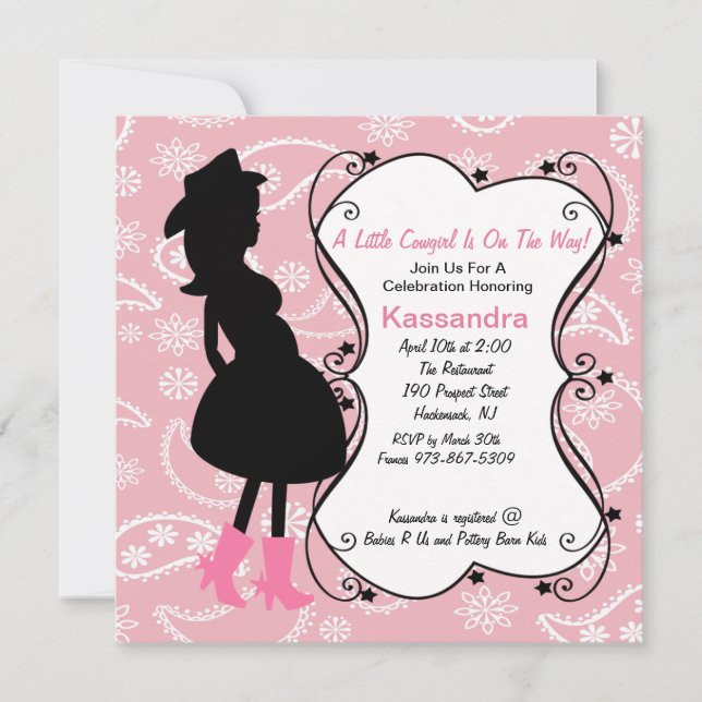 Western Pregnant Mama to Be Baby Shower Invitation (Front)