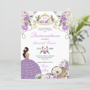 Western Pretty Purple Charro Cowgirl Quinceañera Invitation