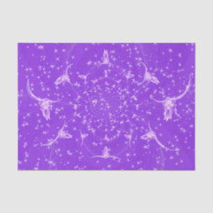 Western Purple Girly Glitter Cow Skull Abstract Tissue Paper