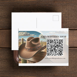 Western QR Code Business Postcard
