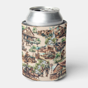 Western Ranch or Country Farm Scene Personalised Can Cooler