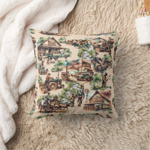 Western Ranch or Country Farm Scenes Cushion