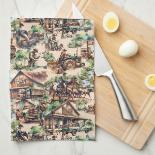 Western Ranch or Country Farm Scenes Tea Towel