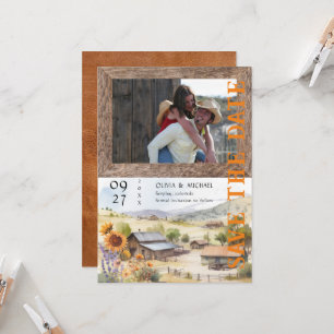 Western Ranch Wedding Photo Save the Date