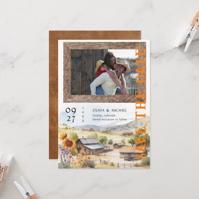 Western Ranch Wedding Save the Date (Front/Back In Situ)