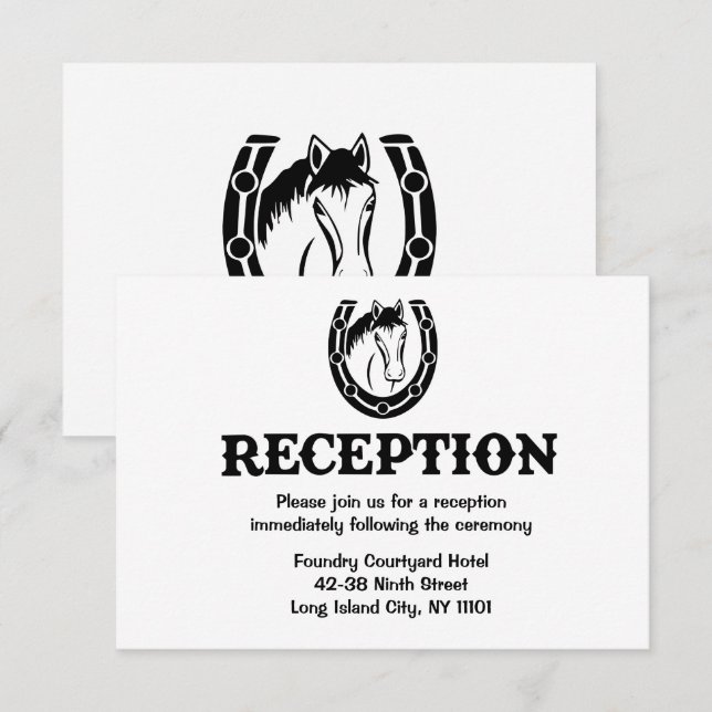 Western Reception Horse Country Wedding Black Invitation (Front/Back)