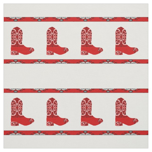 Western Red Bandanna Cowboy Boot Fabric (Swatch)