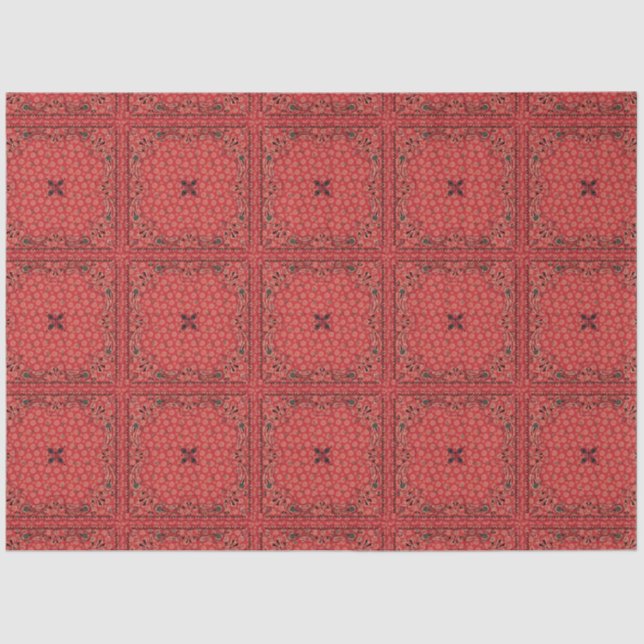 Western Red Bandanna Decoupage Tissue Paper (Front)