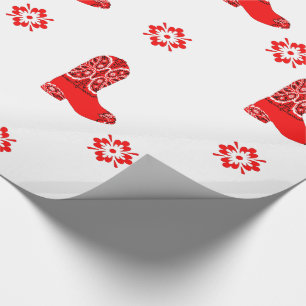 Western Red Bandanna Print Cowboy Boot Cutout Wrapping Paper