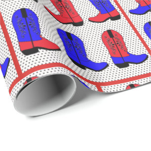 Western Red?Blue Cowboy Boots Gift Wrapping paper