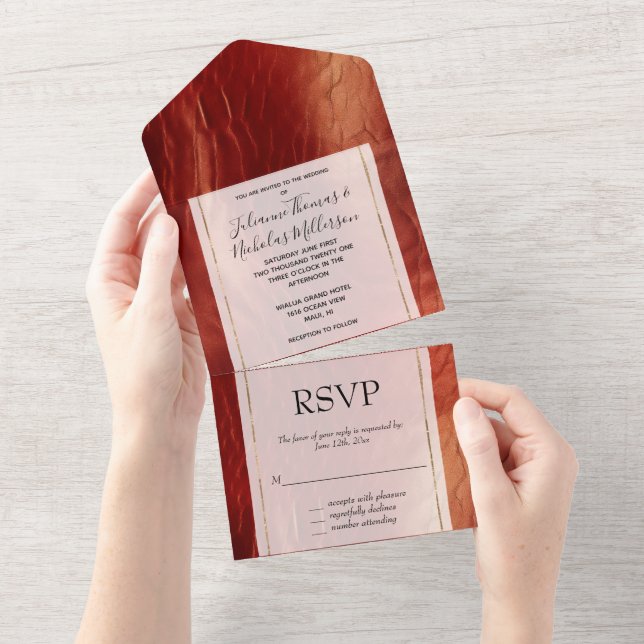 Western Red Cowhide  All In One Invitation (Tearaway)