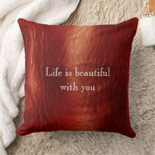 Western Red Cowhide Cushion
