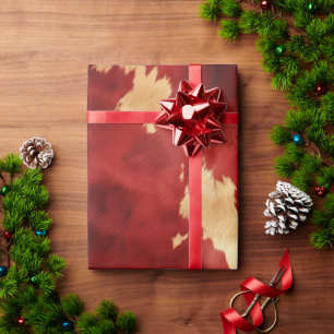 Western Red Cream Cowhide Animal Wrapping Paper