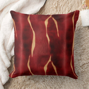 Western Red Cream Cowhide Cushion