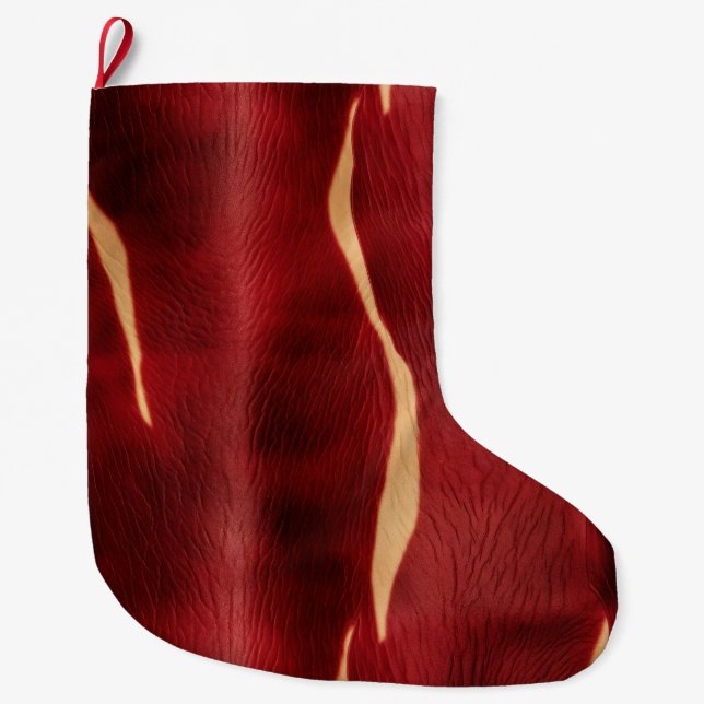 Western Red Cream Cowhide Large Christmas Stocking (Front)