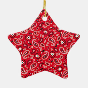 Western Red Paisley Ceramic Ornament