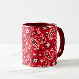 Western Red Paisley Mug
