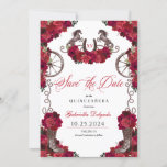 Western Red Roses Charro Save The Date Quinceañera Invitation<br><div class="desc">Western Red Roses Charro Save The Date Quinceañera Invitation</div>