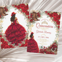 Western Red Roses Golden Country Quinceañera