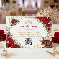 Western Red Roses Golden Country Quinceañera
