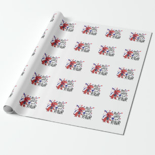 Western Red White Rawr Dinosaur  Wrapping Paper