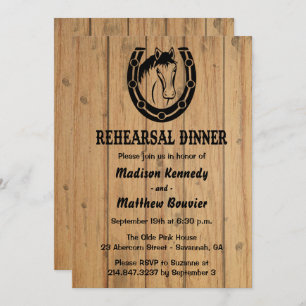 Western Rehearsal Dinner Horse Wood Rustic Wedding Invitation