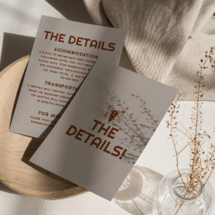 Western Retro Bold Bull Skull Wedding Details Encl Enclosure Card