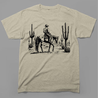 Western Retro Cowboy Desert Cactus Graphic T-Shirt