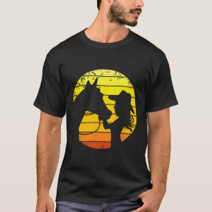 Western Riding Girl With Horse Silhouette Gift T-Shirt