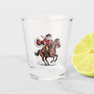 Western Riding Rodeo Horse Cowboy Santa Christmas Shot Glass
