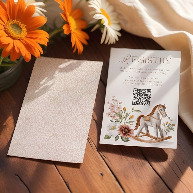 Western Rocking Horse Baby Shower QR Code Registry Enclosure Card (Western Rocking Horse Baby Shower QR Code Registry Enclosure Card)