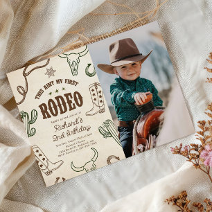 Western Rodeo 2nd Birthday Photo Invitation