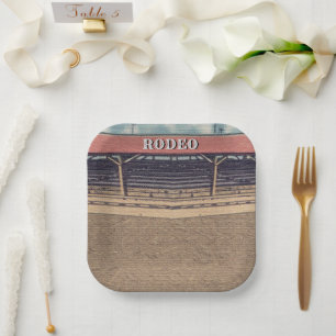 Western Rodeo Arena Cowboy/Cowgirl Paper Plate