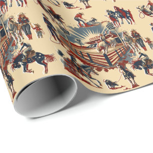 Western Rodeo Arena Cowboy Cowgirl Rodeo Events Wrapping Paper