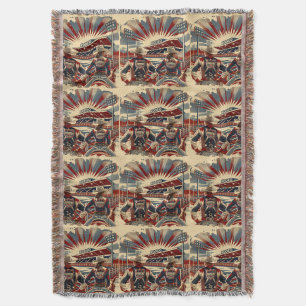 Western Rodeo Arena Cowboy Cowgirl Rodeo Team Throw Blanket