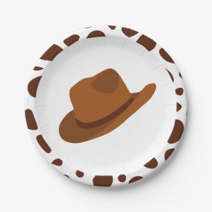 Western Rodeo Brown Cowboy Birthday Paper Plate