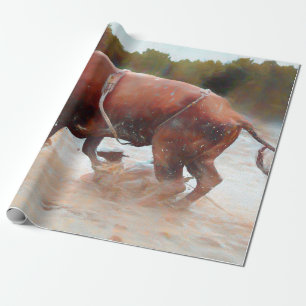 Western Rodeo Bull Country Rustic Wrapping Paper