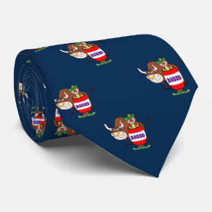 Western Rodeo Clown In Barrel and Bull Large Print Tie
