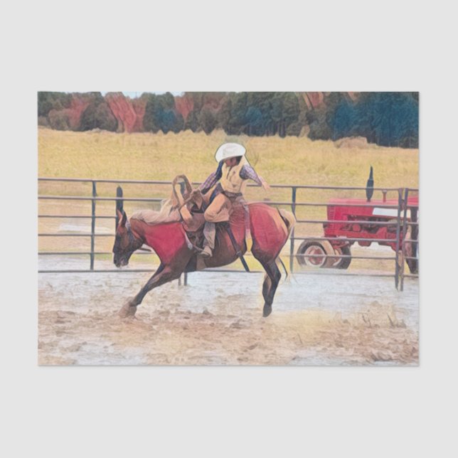 Western Rodeo Country Horse Riding Art Tissue Paper (Front)
