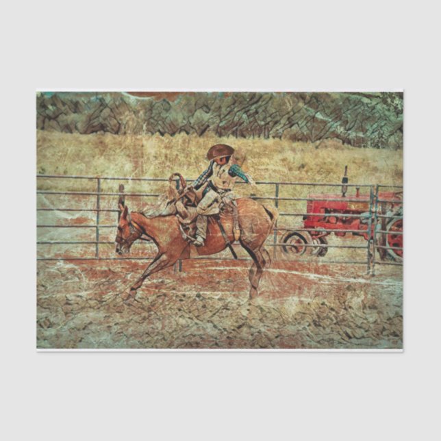Western Rodeo Country Horse Riding Texture Tissue Paper (Front)