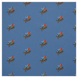 Western Rodeo Cowboy Bareback Bronc Horse Rider Fabric