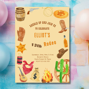 Western rodeo cowboy birthday invitation