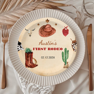 Western Rodeo Cowboy Birthday Paper Plate